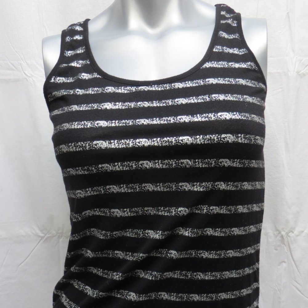 Forever 21 Black & Silver Striped Tank Top